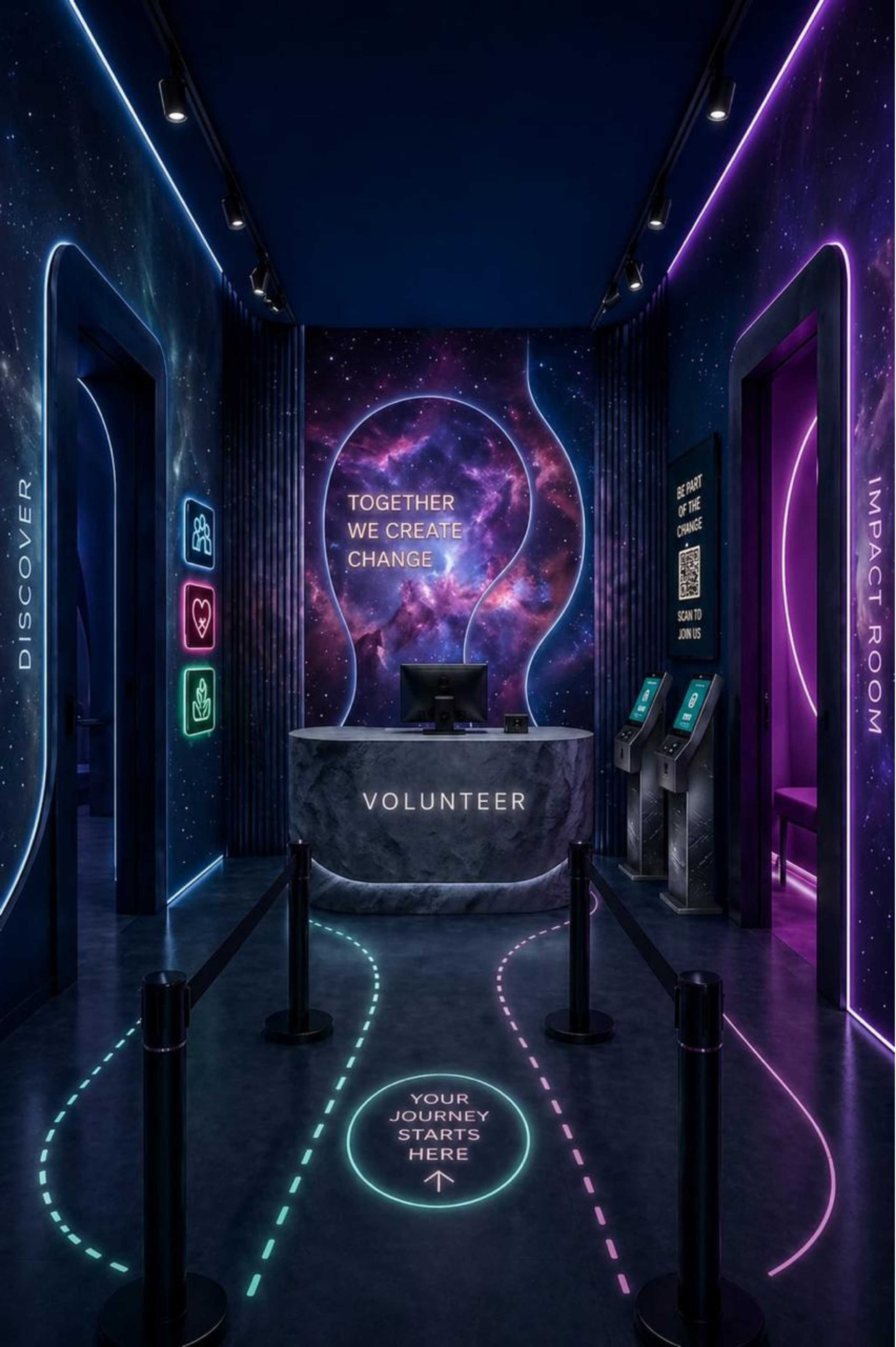 Reception and personalization area at the museum